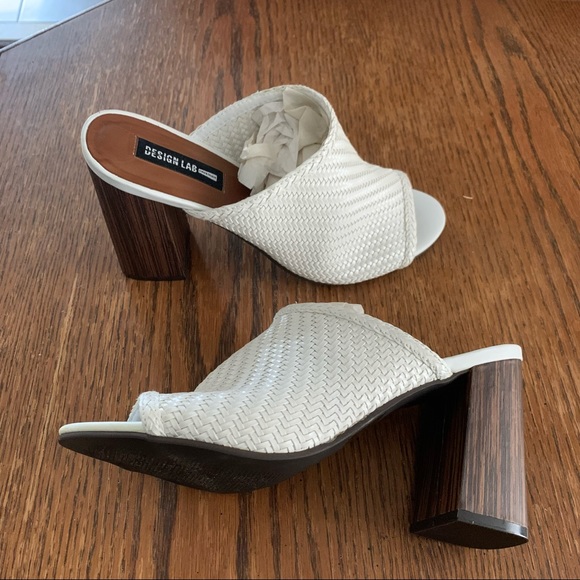 Design Lab Lord &Taylor 4inch Block Heel Woven white Mules Size 10 - Picture 3 of 16